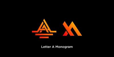 Letter A monogram logo design on a dark background. vector