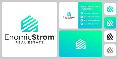 Letter E S monogram real estate logo design with business card template. vector