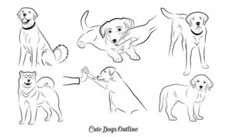 icono de contorno de perro. ilustración vectorial de mascotas. símbolo canino aislado. vector