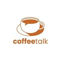 logotipo combinado de taza de café con vector premium de burbujas de discurso