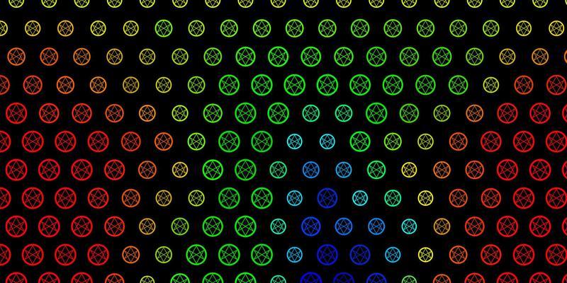 Dark Multicolor vector background with occult symbols.