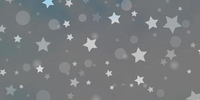 textura de vector azul claro con círculos, estrellas.