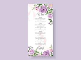 hermosa plantilla de tarjeta de invitación de boda de flores moradas vector