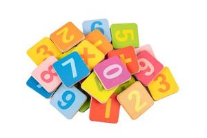 Math number colorful isolated on white background with clipping path, education study mathematics learning teach concept. photo