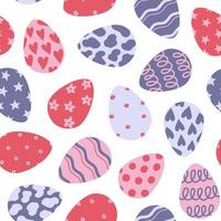 Seamless pattern with painted eggs and hearts for Easter. Vector design perfect for fabric, textile, wrapping paper, wallpaper and print.