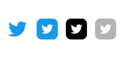 icono de redes sociales twitter negro gris azul logotipos vector