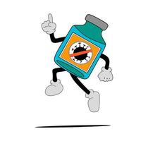 an animated illustration of a vaccine bottle with a unique character. suitable for vaccine advertisements for children vector