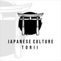 torii gate line art diseño de plantilla de ilustración de logotipo vectorial minimalista vintage. cultura japonesa icono emblema etiqueta concepto logotipo diseño vector