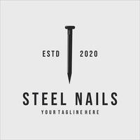 steel nails logo vintage vector illustration template design . nails logo for mining or carpentry equipment concept icon sign and emblem