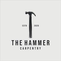 hammer logo vintage vector illustration template icon design. tool and equipment carpentry for professional carpenter logo company concept emblem design