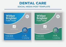 publicación de redes sociales dentales, plantillas de redes sociales de atención médica vector