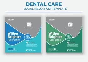 publicación de redes sociales dentales, plantillas de redes sociales de atención médica vector
