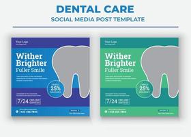 Dental Social Media Post, Health Care Social Media Templates vector