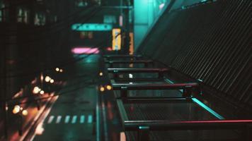 night scene of japan city with neon lights photo