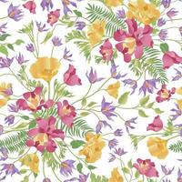 Floral seamless pattern. Flower garden ornamental white background. Flourish garden texture vector