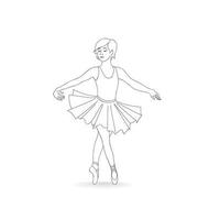 chica bailando con zapatillas de ballet y tutú de ballet. pequeña bailarina aislada. ilustración de baile de clase de ballet. vector