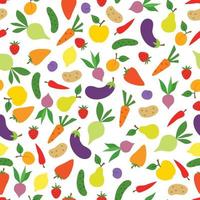 Vegetable icon seamless pattern. Healthy farm vegan food ingredient background vector