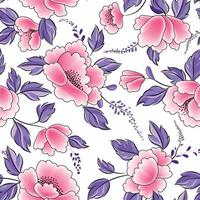 Floral seamless pattern. Flowers with leaves ornamental background. Flourish nature garden texture vector