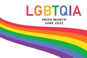 LGBTQIA pride month June 2022 - horizontal poster template with rainbow flag, LGBT symbol. Vector banner design for social media