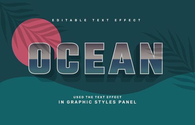 Retro ocean editable text effect template
