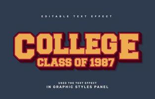 College editable text effect template vector