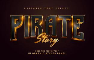 Gold pirate text effect template vector