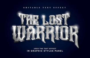 Warrior silver editable text effect template vector