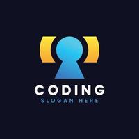 creative abstract modern programming coding logo design, colorful gradient coding logo template vector