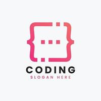 creative abstract modern programming coding logo design, colorful gradient coding logo template vector