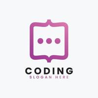 creative abstract modern programming coding logo design, colorful gradient coding logo template vector