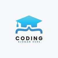 creative abstract modern programming coding logo design, colorful gradient coding logo template vector