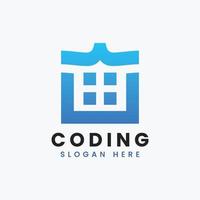 diseño de logotipo de codificación de programación moderna abstracta creativa, plantilla de logotipo de codificación de degradado colorido vector