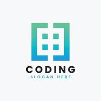 creative abstract modern programming coding logo design, colorful gradient coding logo template vector