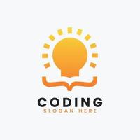 creative abstract modern programming coding logo design, colorful gradient coding logo template vector