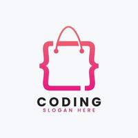 creative abstract modern programming coding logo design, colorful gradient coding logo template vector