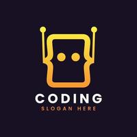 creative abstract modern programming coding logo design, colorful gradient coding logo template vector