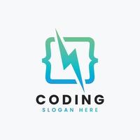 creative abstract modern programming coding logo design, colorful gradient coding logo template vector