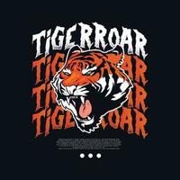 tiger roar with street wear layout design vector
