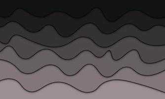 Onda abstracta de degradado negro y gris con sombra en estilo papel. vector