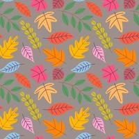 Abstract flat hand draw autumn leaves background. Vector. vector