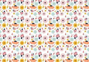 Abstract flat hand draw floral pattern background. Vector. vector