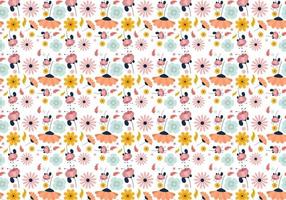 Abstract flat hand draw floral pattern background. Vector. vector