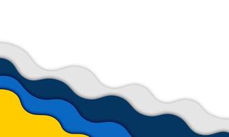 Abstract blue, yellow and gray wavy shape with shadow. vector