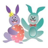 Colorful fun bunny easter. vector