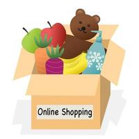 caja de paquetes de compras en línea. vector