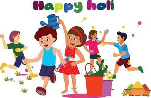happy Holi with kids vector