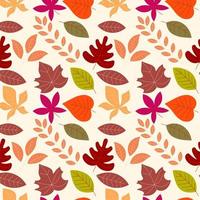 Abstract flat hand draw autumn leaves background. Vector. vector