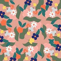 Abstract flat hand draw floral pattern background. Vector. vector