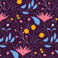 Abstract flat hand draw floral pattern background. Vector. vector