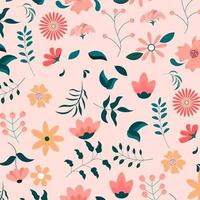 Abstract flat hand draw floral pattern background. Vector. vector